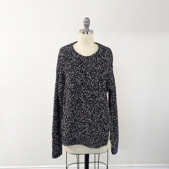 Vince Chunky Round Neck Knit Sweater Black White XS minimalist preppy fall - Picture 1 of 6